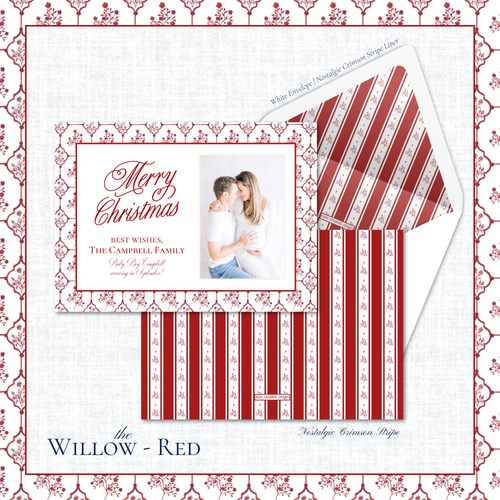 Load image 1 in gallery view. Willow Holiday Card | Horizontal | Red