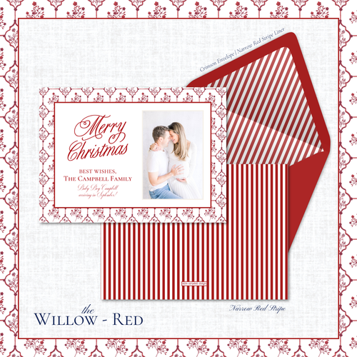 Load image 1 in gallery view. Willow Holiday Card | Horizontal | Red