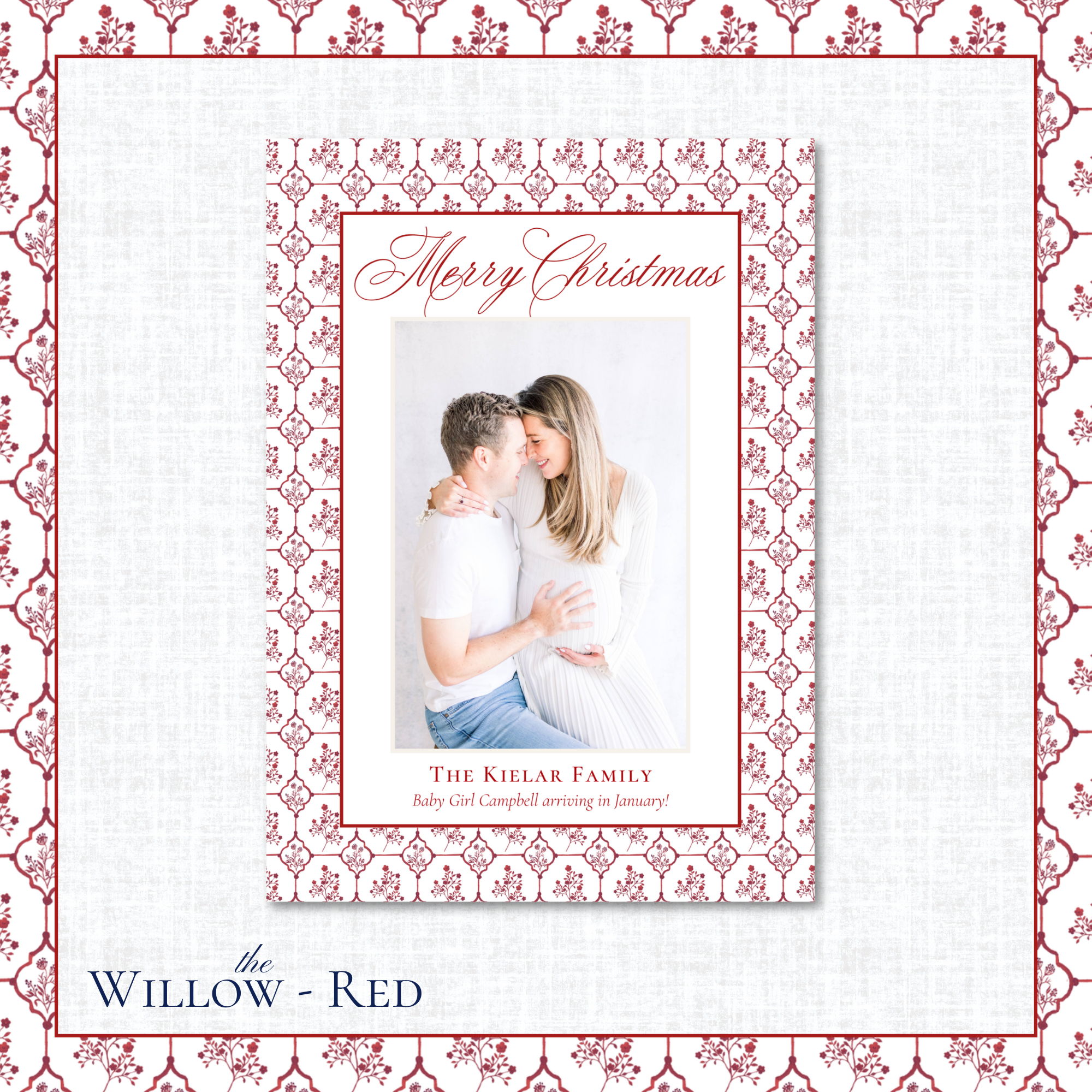 Willow Holiday Card | Vertical | Red