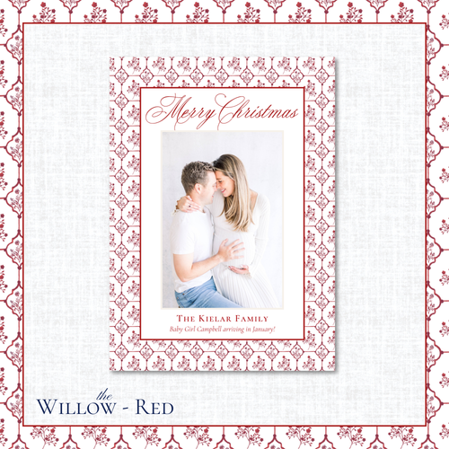 Load image 1 in gallery view. Willow Holiday Card | Vertical | Red