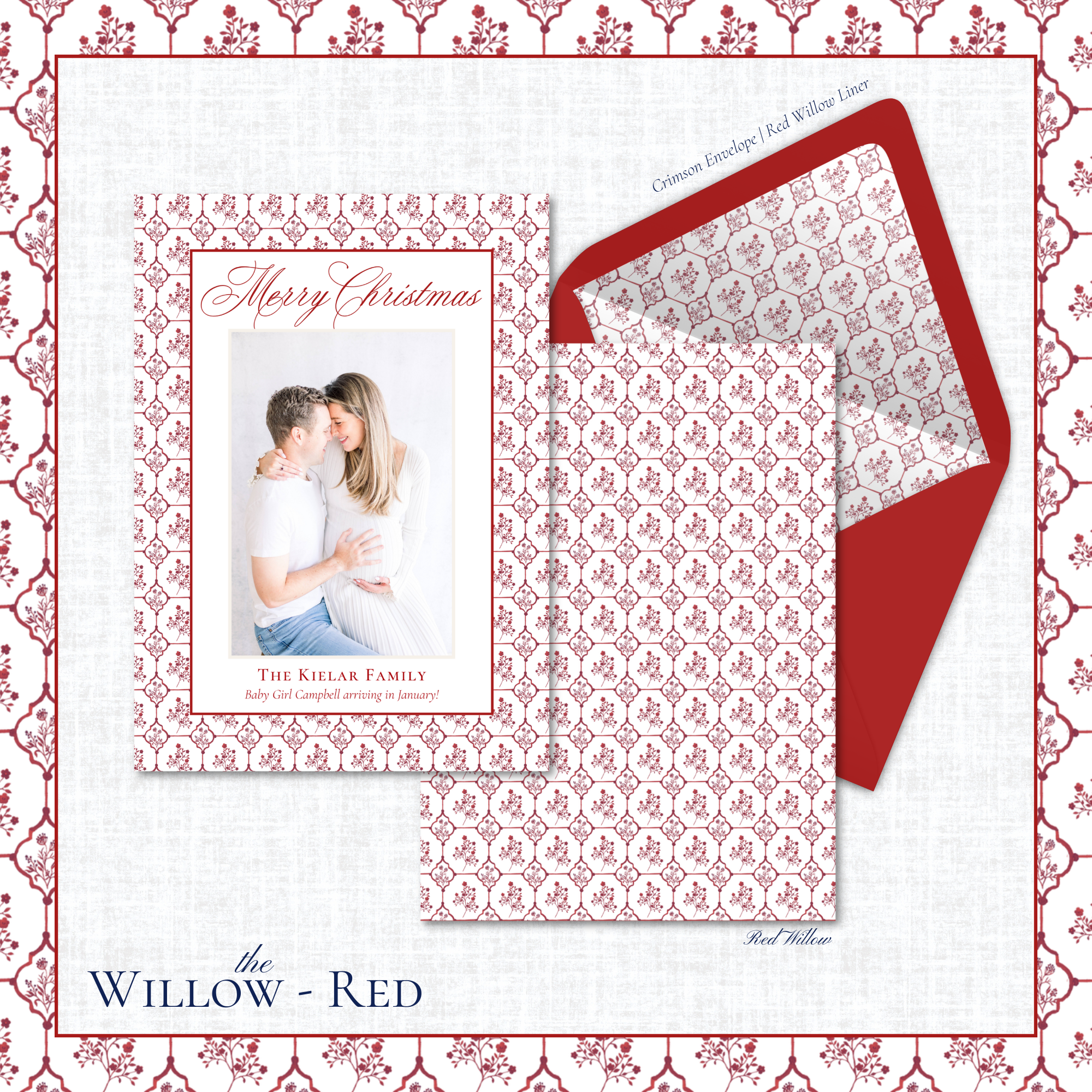Willow Holiday Card | Vertical | Red