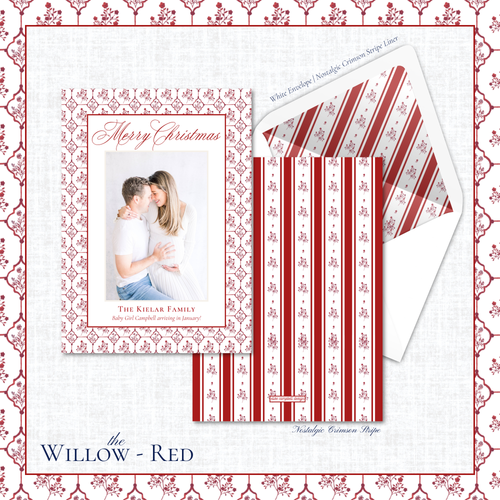 Load image 1 in gallery view. Willow Holiday Card | Vertical | Red
