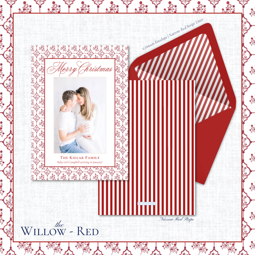 Load image 1 in gallery view. Willow Holiday Card | Vertical | Red