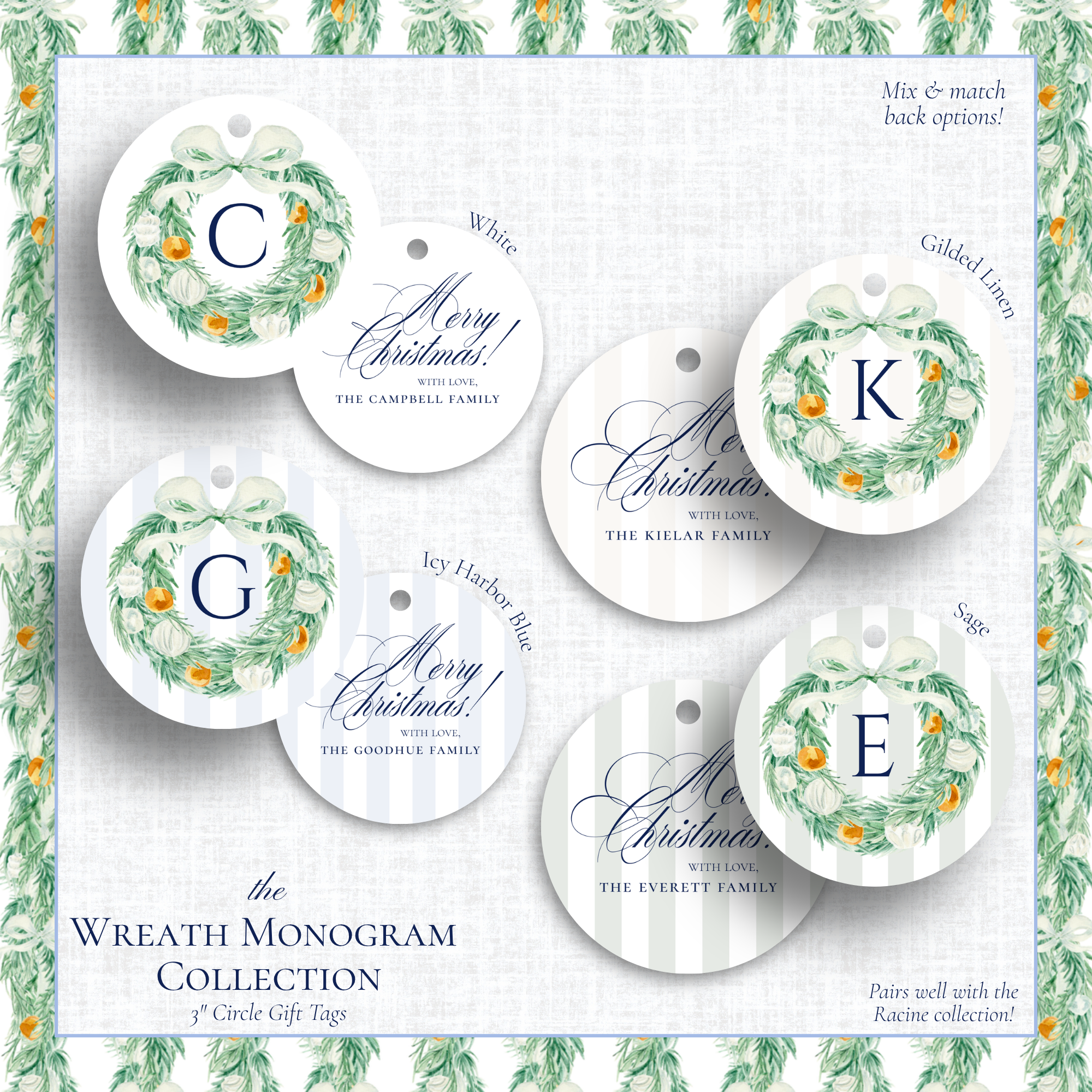 Wreath Monogram Gift Tags